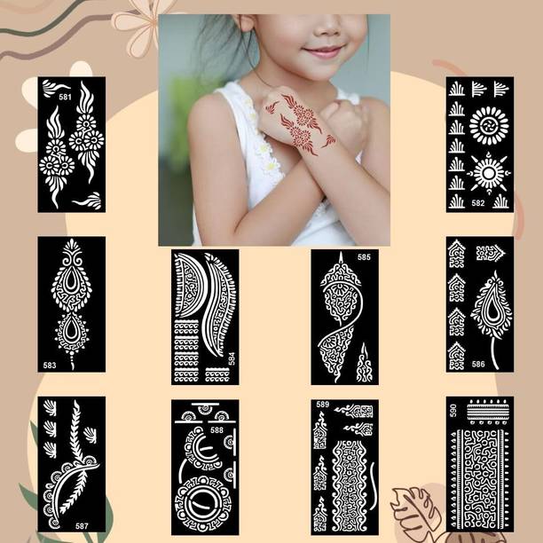 PYASI Heena stencil sticker reusable,for Both Hand Mehandi Stencil Sticker Design
