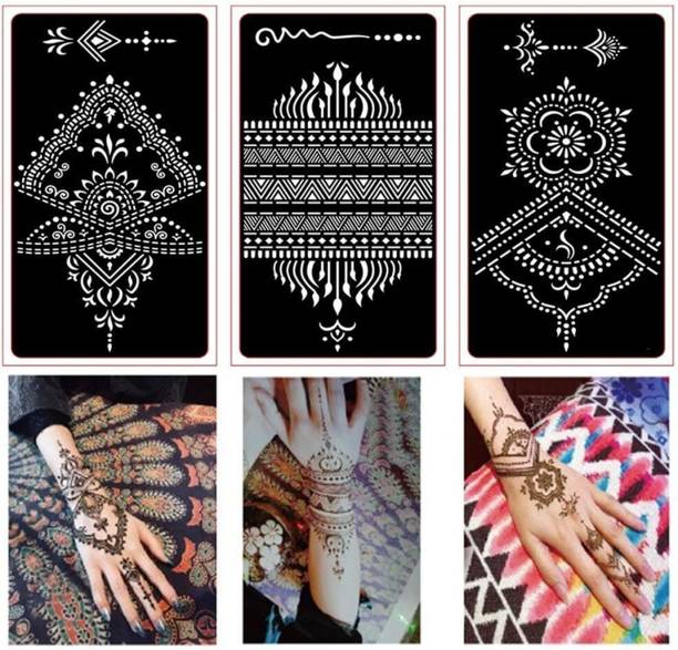 Skyble Henna Tattoo Mehandi Stencil For Female hands bridal, Mehendi Designer Sticker