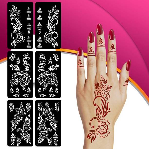 Vanvati Combo Mehndi Stencil Sticker Made For Events With Vine And Flower Trail Pattern
