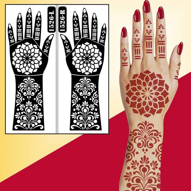 Vanvati Beautiful Henna Design Mehndi Stencil Sticker For Both Hand And Fingers