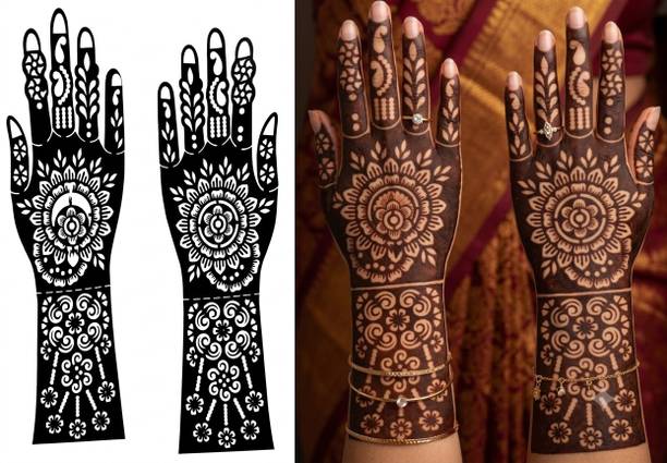 A1ChoiceStore Henna mehndi stencils floral designs for women, girls 1