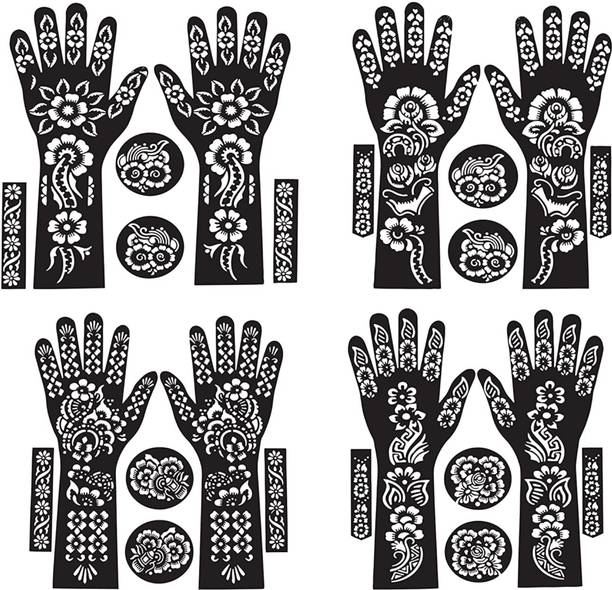 KICKWIX Henna Tattoo Stencil Women Girls Hand Finger Paint Temporary