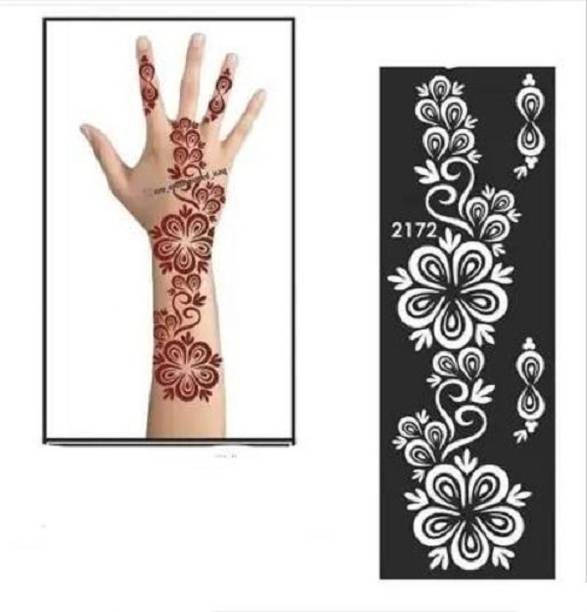 Skyble Henna Tattoo Mehandi Stencil For Female hands bridal, Mehendi Design Sticker