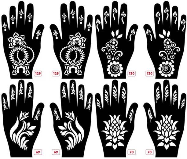KICKWIX Set of 8 Henna Tattoo Stencil | Mehandi Stencils For Women, Girls & Kids