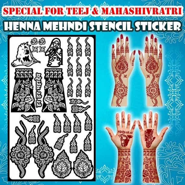 komstec Spiritual Festival Mehndi Design Sheet with Divine Symbols,