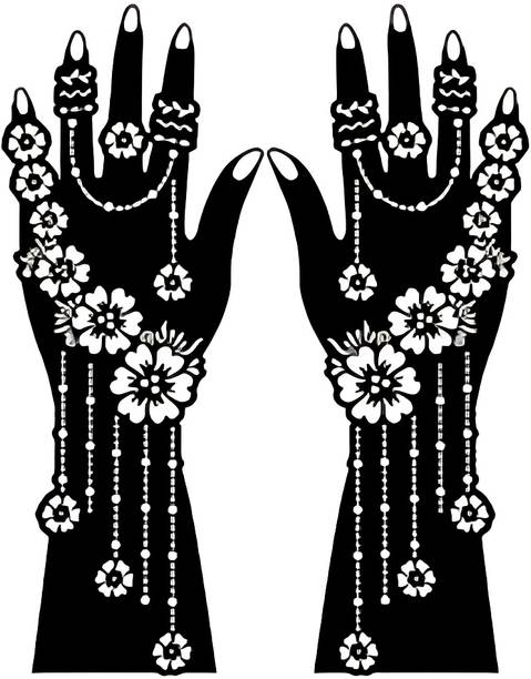 Skyble Henna Tattoo Mehandi Stencil For Female hands bridal, Mehendi Design Stickers