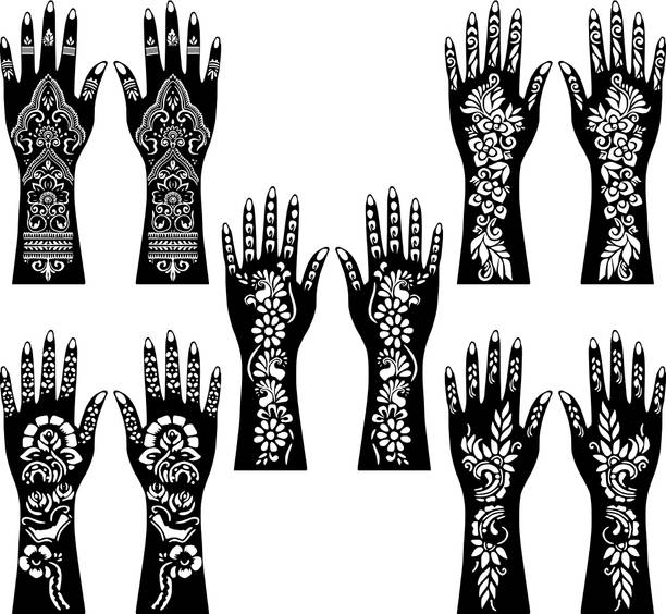 Ordershock Beautiful & Easy Apply Combo Mehndi Stencil Sticker For All Occasions
