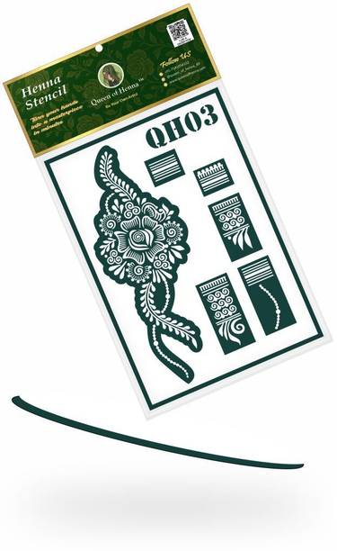Queen of Henna Reusable Mandala Hand Henna Stencil (QH03) | Easy Mehndi Sticker