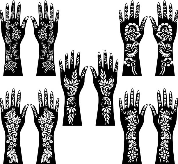 Ordershock Combo Mehndi Stencil Stickers With Mandala Art For Both Hand