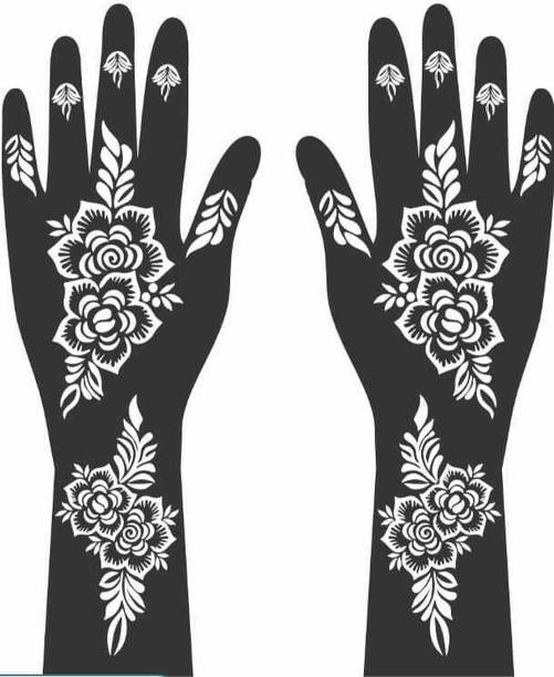 PYASI Floral Mehndi Stencil Set for Professional Henna Designs.