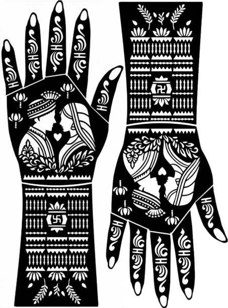 Arkya Henna Tattoo Mehandi Stencil For Female hands bridal, Mehendi Premium Sheet