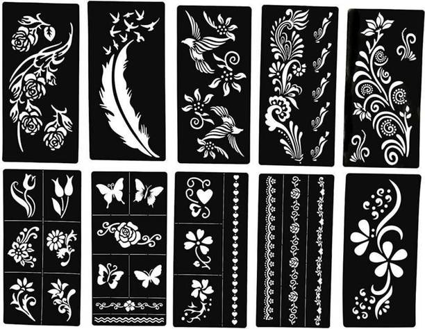 MEHENDIAURA Henna Tattoo Mehandi Stencil For Female hands bridal, Mehendi Design Sticker