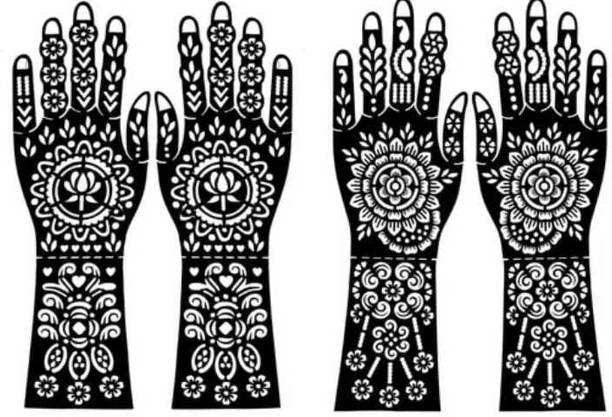 akkad Reusable Mehndi Hand Stencil Template for Women & Girls