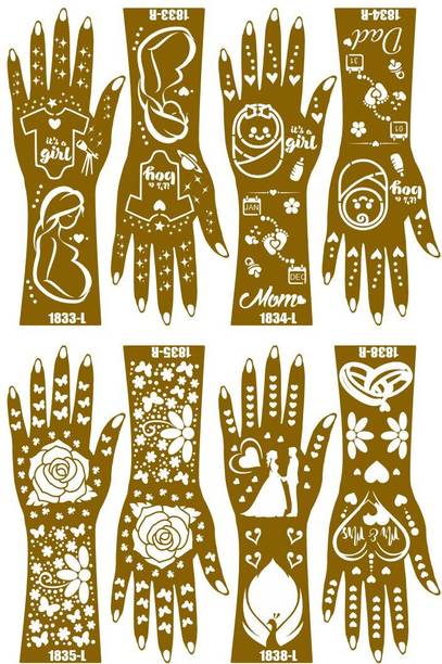 Vanvati Creative Flower & Leaves Mehndi Stencil Sticker Combo Pack For Hand Art