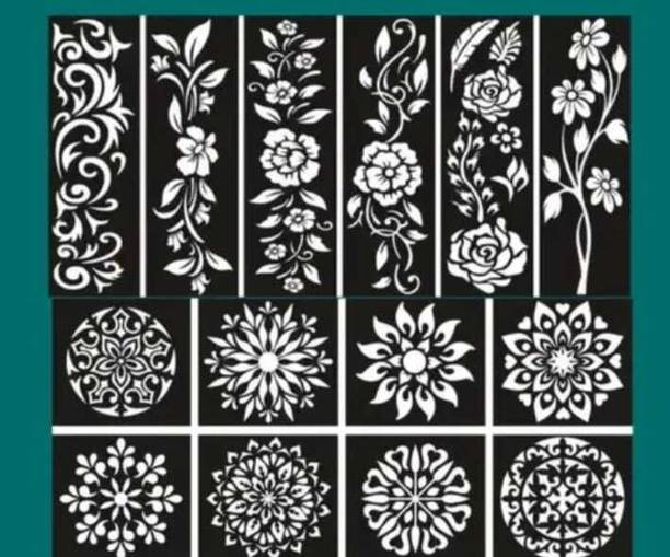 PYASI Floral Mehndi Stencil Set for Professional Henna Designs