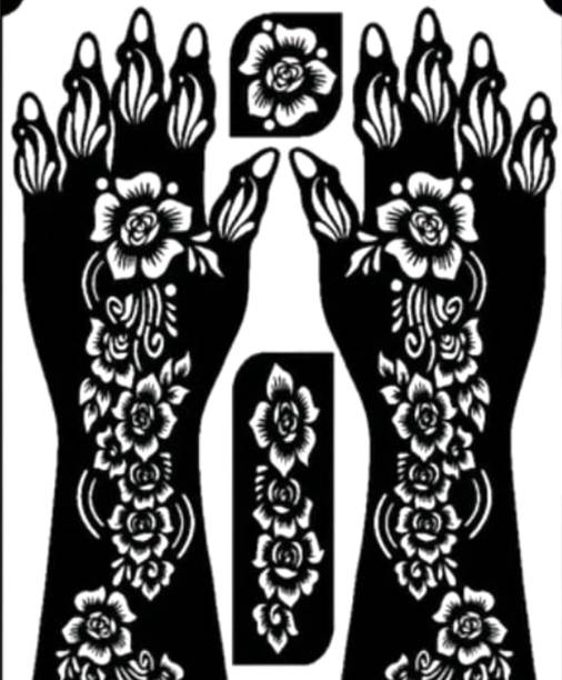PYASI Floral Mehndi Stencil Set for Professional Henna Designs.