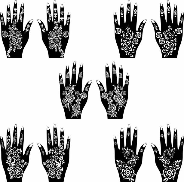 surmul Traditional Mehndi Stencil Sticker Combo For Fun & All Fashion