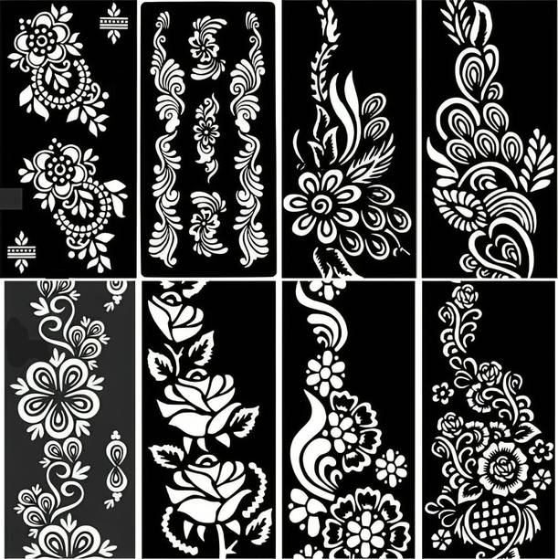 MEHENDIAURA Henna Tattoo Mehandi Stencil For Female hands bridal, Mehendi Design Sticker