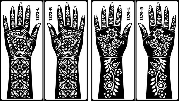Vanvati Full Hand Combo Mehndi Stencil Stickers With Floral Patterns For All Occasions