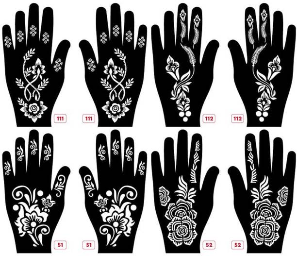KICKWIX Set of 8 Henna Tattoo Stencil | Mehandi Stencils For Women, Girls & Kids