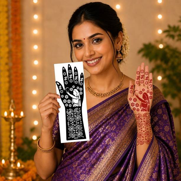 surmul Karwa Chauth Beautiful Floral Mehndi Stencil Collection For Women