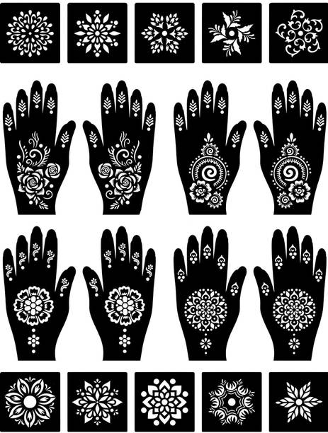Skyble Henna Tattoo Mehandi Stencil For Female hands bridal, Mehendi Design Sticker