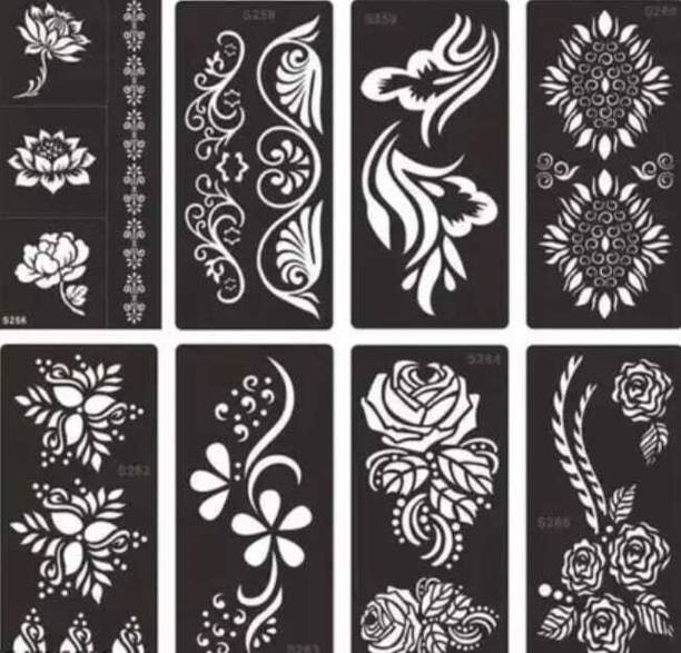 PYASI Floral Mehndi Stencil Set for Professional Henna Designs