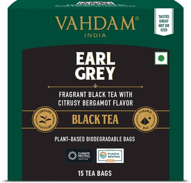 Vahdam Organic Earl Grey Black Tea Bags Pouch
