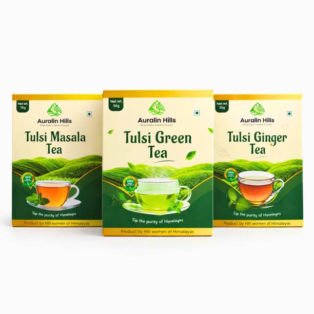 Auralin Hills Tulsi Herbal Tea Trio Tulsi Green Tea Box