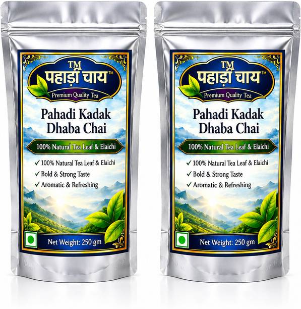PAHARI CHAI Pahadi Kadak Dhaba Chai , Premium Natural Tea Leaf & Elaichi , 250 gm Cardamom Tea Pouch