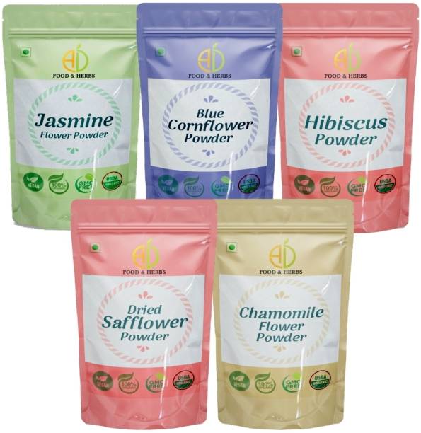 A D FOOD & HERBS COMBO OF 5 TYPES OF FLORAL POWDERS (NO. 289) Green Tea Pouch