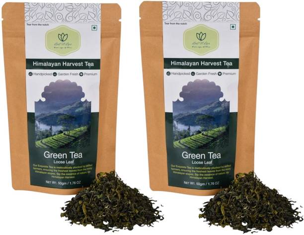 Leaf N Lips Green Tea Leaves | Pure and Natural Unflavoured Loose Leaf Tea Unflavoured Green Tea Pouch