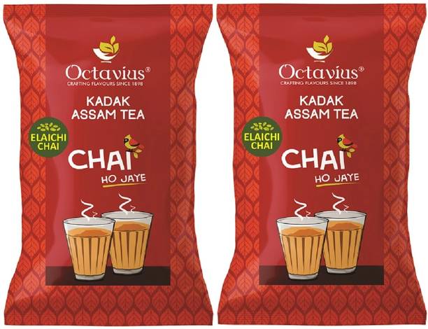 Octavius Kadak Elaichi Chai | 100% Naural Ingridients | Strong & Aromatic Assam Tea Pouch