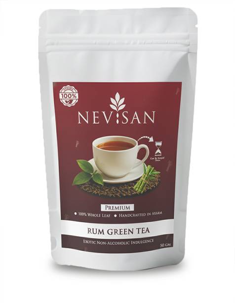 nevisan Premium Rum Green Tea, Exotic Non-Alcoholic Whole Leaf (50g) Green Tea Vacuum Pack