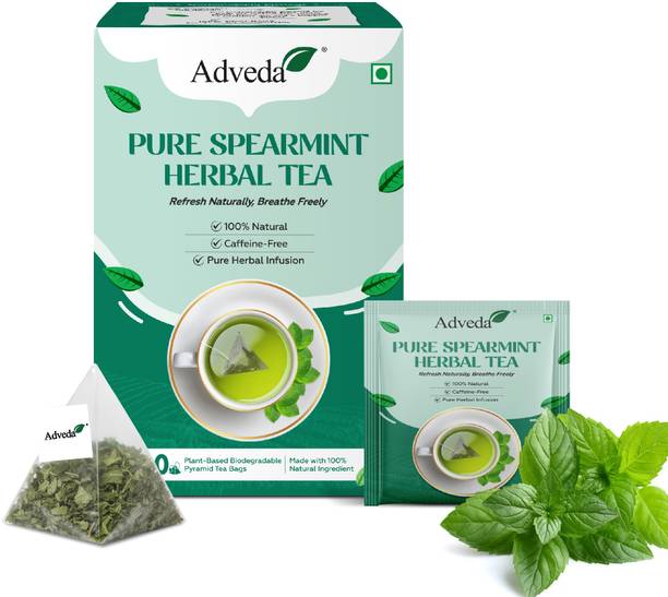 Adveda Pure Spearmint Herbal Tea- 20 Tea Bags | Pcos Relief Balances Hormones Tea Herbal Tea Box
