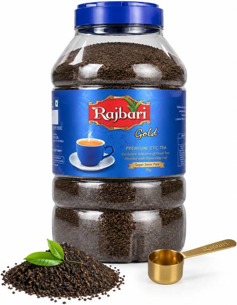 Rajbari Gold 3 Kg | Wholesale Pack | Blended with Aromatic Leaves | Super Saver Unflavoured, Plain Tea Plastic Bottle