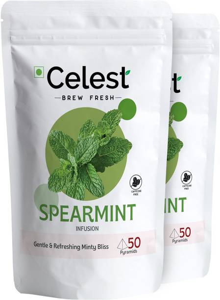 Celest Spearmint Tea - 50 Teabags (Pack of 2) | Supports Hormones, PCOS & Weight Loss | Herbal Tea Pouch