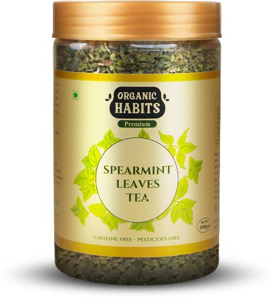 ORGANIC HABITS Spearmint Leaves Tea 100g | Caffeine-Free,Calming,Relaxation,Anti-Oxident Rich Herbal Tea Plastic Bottle