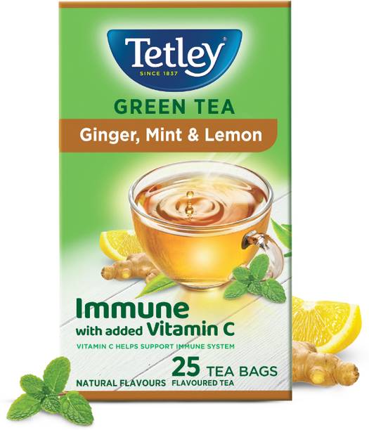Tetley Lemon, Ginger, Mint Green Tea Bags Box