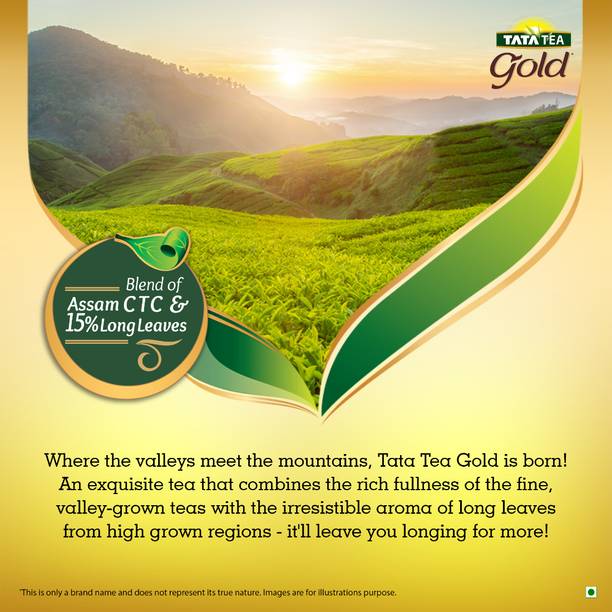 Tata Tea Gold Black Tea with Gently Rolled Aromatic Long Leaves Unflavoured Black Tea Pouch