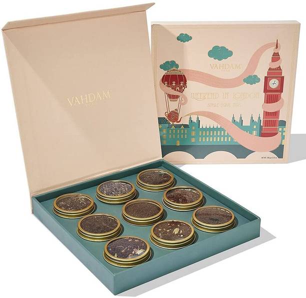 Vahdam Weekend In London Tea Gift Set, Chai Tea, Black Tea Green Tea Festive Gift Box
