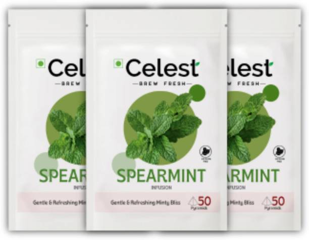 Celest Spearmint Tea - 50 Teabags (Pack of 3) | Supports Hormones, PCOS & Weight Loss | Herbal Tea Pouch