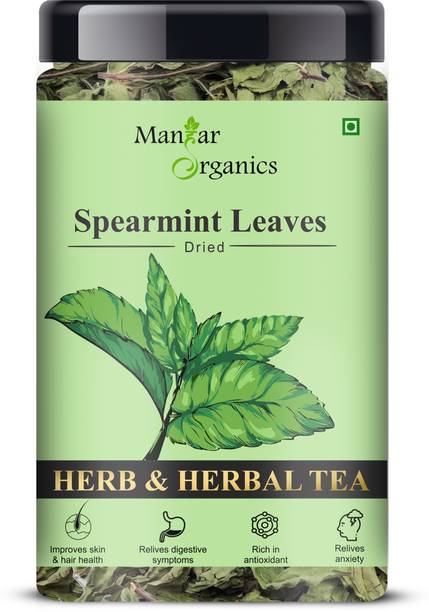ManHar Organics Spearmint Herbal Tea Leaves Jar 120gm | for PCOD & PCOS || Caffeine free|| Herbal Tea Plastic Bottle