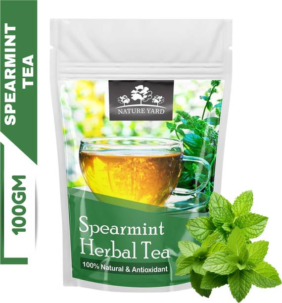 NATURE YARD Spearmint Herbal Tea Leaves - 100 gm - Natural and antioxidant for PCOD/PCOS, unwanted facial hair, Acne, Hormonal imbalance, Weight loss and immunity boosting Herbal Tea Pouch