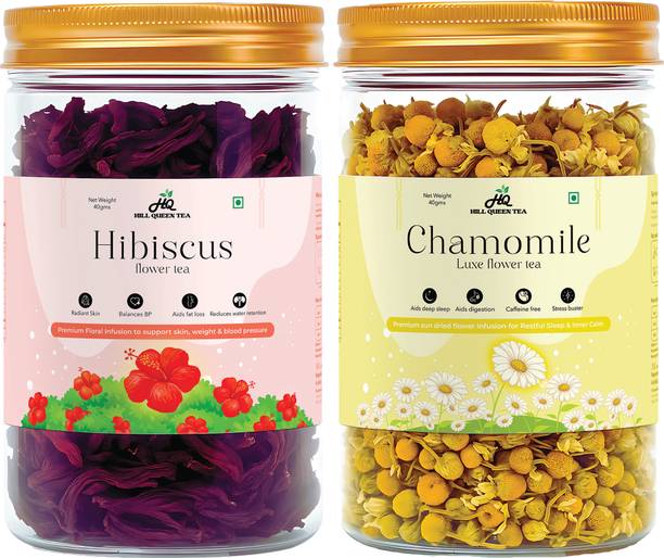 Hill Queen Tea Beauty Sleep Duo Chamomile, Hibiscus Herbal Infusion Tea Tin