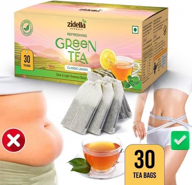 Zidella Herbals Weight Loss Green Tea | Immunity Booster, Riched In Vitamin C|Detox Slimming Tea Lemon Green Tea Bags Box