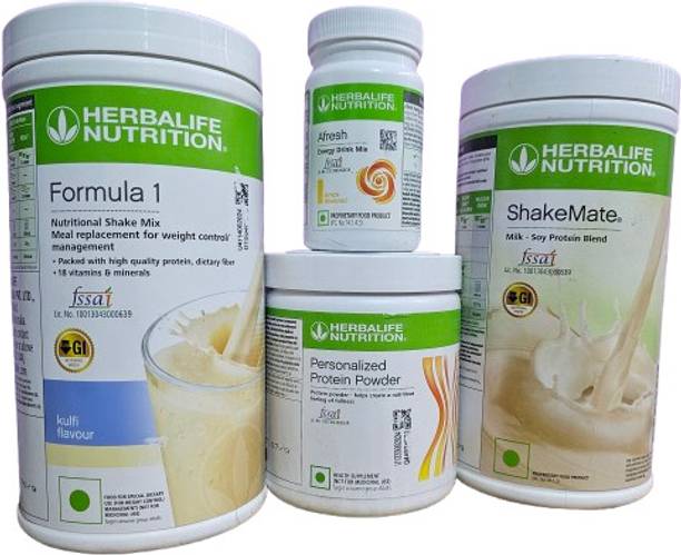 HERBALIFE F1 KULFI SHAKE &PROTEIN POWDER 200GM & ENERGY DRINK LEMON & SHAKEMATE 500GM Green Tea Tin