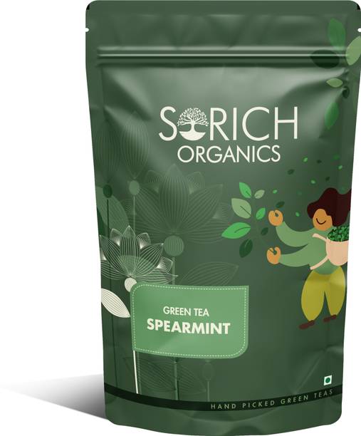 Sorich Organics Spearmint Green Tea High in Vitamin A Rich in Antioxidants Reduce Stress Improve Green Tea Pouch