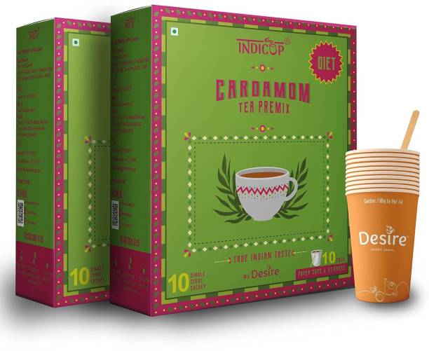 INDICUP Diet Tea Cardamom flavoured Instant Premix for manual and vending machine usage Cardamom Instant Tea Box