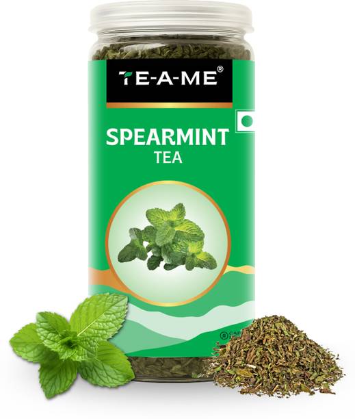 TE-A-ME Spearmint Loose Tea - 100g | Spearmint Leaves | PCOS, PCOD Support | Herbal Tea Plastic Bottle
